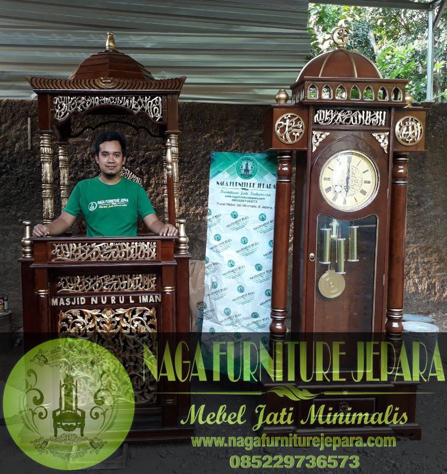 Harga-Set-Mimbar-Majid-Almari-Jam-Bandul-Jati-Jepara  